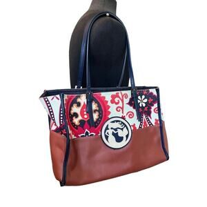 Spartina Large Open Tote Bag Mermaid Floral Paisley Preppy Beach Daufuskie SC